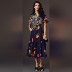 Anthropologie Ruffle Sleeve Dress